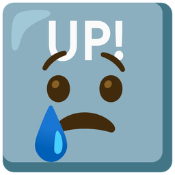 UP! button and crying face