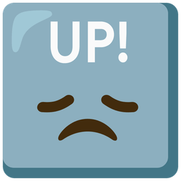 UP! button and disappointed face