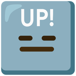 UP! button and expressionless face