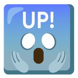 UP! button and face screaming in fear