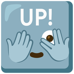 UP! button and face with peeking eye