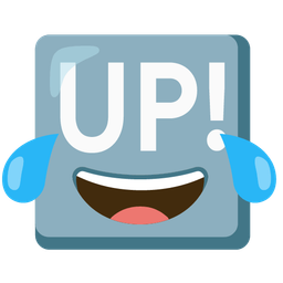 UP! button and Face with tears of joy