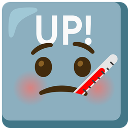 UP! button and face with thermometer