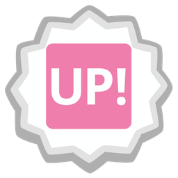 UP! button and fish cake with swirl