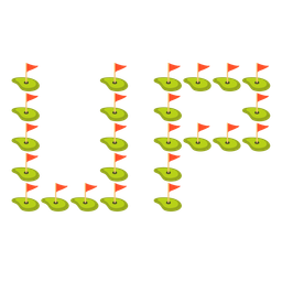 UP! button and flag in hole