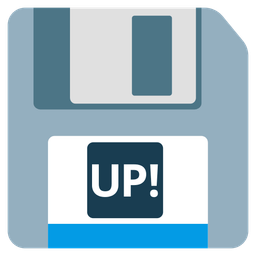 UP! button and floppy disk