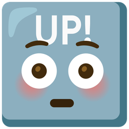 UP! button and flushed face