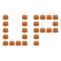 UP! button and handbag