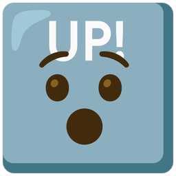 UP! button and hushed face