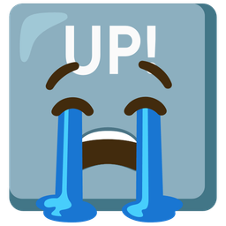 UP! button and loudly crying face