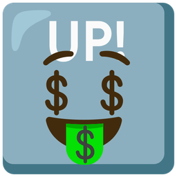 UP! button and Money-mouth face