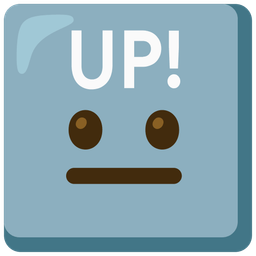 UP! button and neutral face