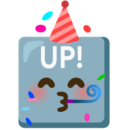 UP! button and partying face