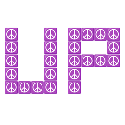 UP! button and peace symbol
