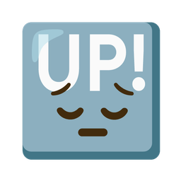 UP! button and pensive face