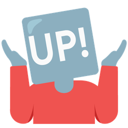 UP! button and person shrugging