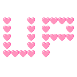 UP! button and pink heart
