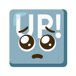 UP! button and pleading face