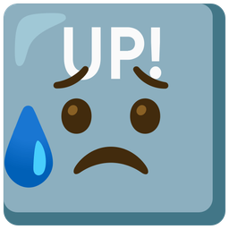 UP! button and sad but relieved face