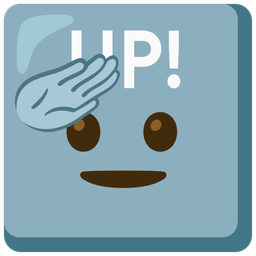 UP! button and saluting face