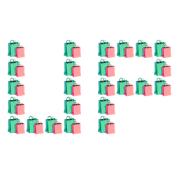 UP! button and shopping bags