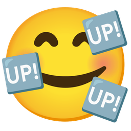 UP! button and Smiling face with hearts