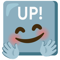 UP! button and Smiling face with open hands