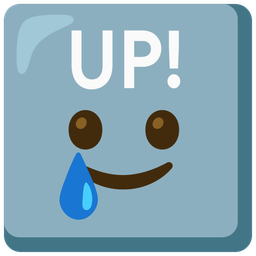 UP! button and Smiling face with tear