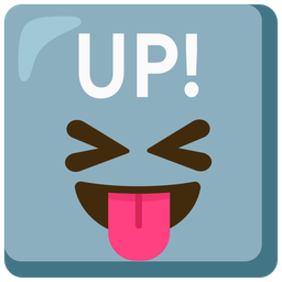 UP! button and Squinting face with tongue