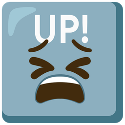 UP! button and tired face