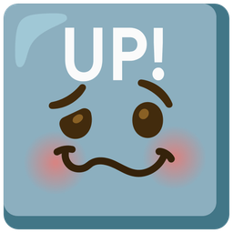 UP! button and woozy face