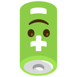 upside-down face and battery