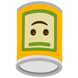 upside-down face and canned food