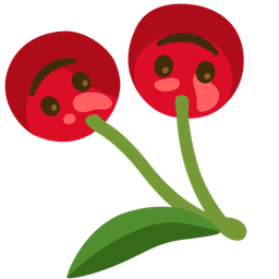 upside-down face and cherries