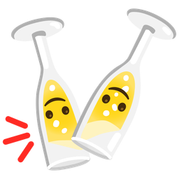 upside-down face and clinking glasses