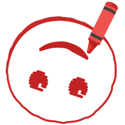 upside-down face and crayon