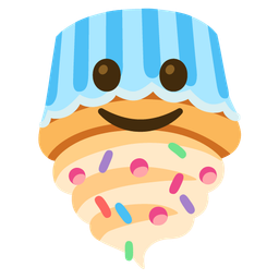 upside-down face and cupcake