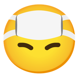 upside-down face and face with medical mask