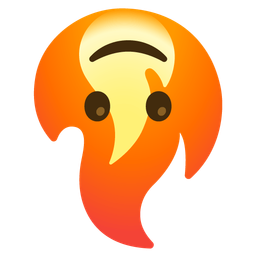 upside-down face and fire