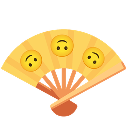 upside-down face and folding hand fan