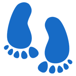 upside-down face and footprints