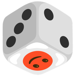 upside-down face and game die