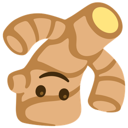 upside-down face and ginger root