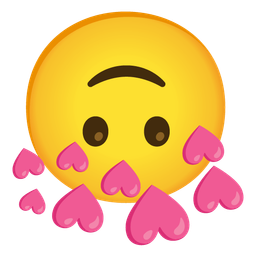 upside-down face and heart with arrow