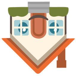 upside-down face and house