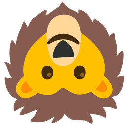 upside-down face and lion