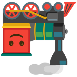 upside-down face and locomotive