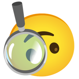 upside-down face and magnifying glass tilted right