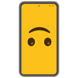 upside-down face and mobile phone