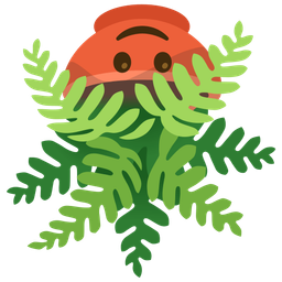 upside-down face and potted plant